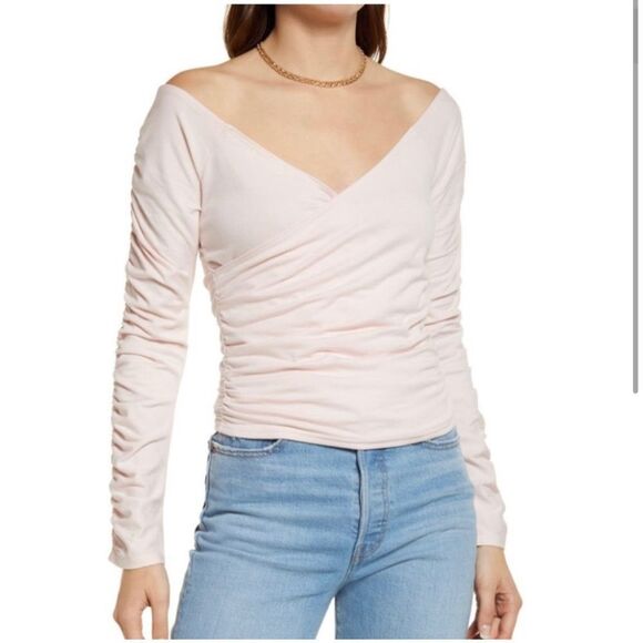 NWT Open Edit Off the Shoulder Ruched Top size small - Picture 1 of 7